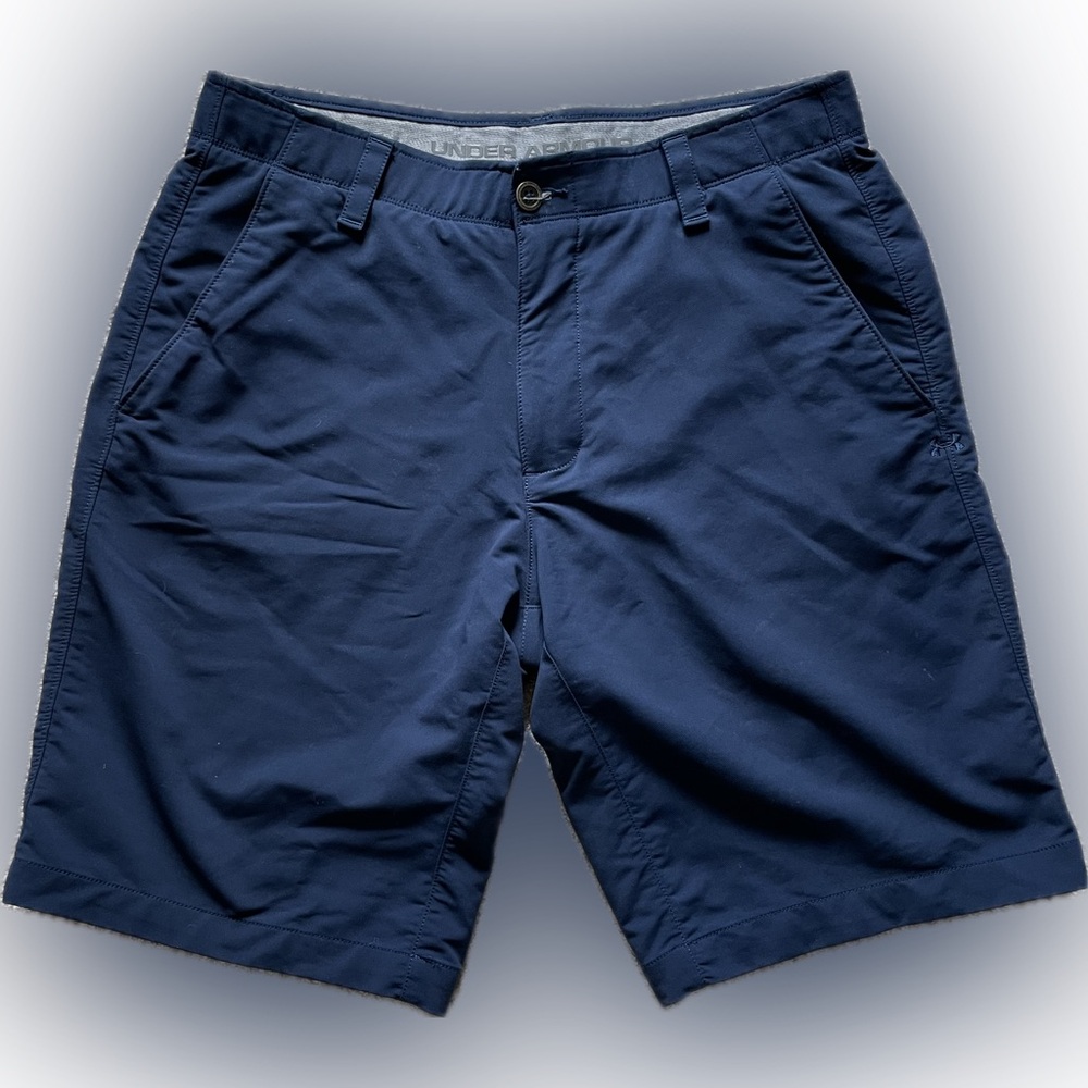 Under Armour Golf Shorts Mens 36 Blue Loose Heat Gear Polyester Blend Inseam 10"